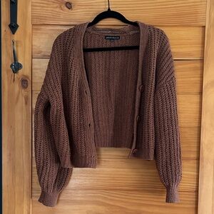 Love Ellie Women's Cropped Brown Knit Cardigan